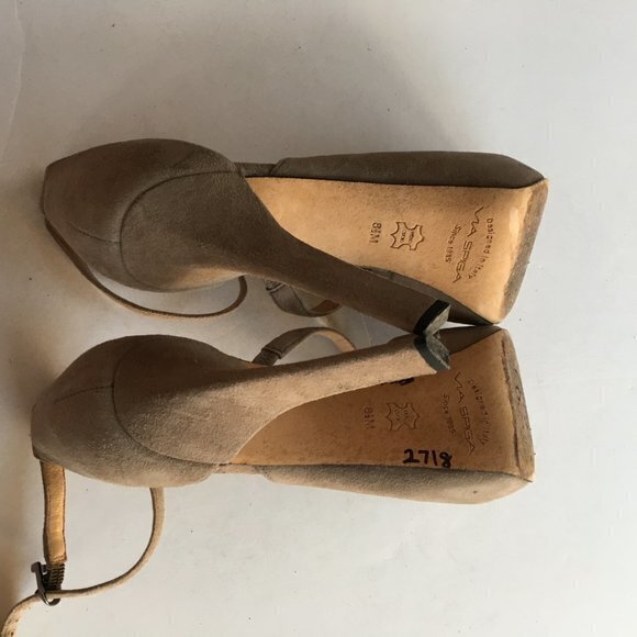 VIA SPIGA GRAY SUEDE PLATFORM HIGH HEELS STRAPPY WOMENS SIZE 8.5M - Picture 6 of 7